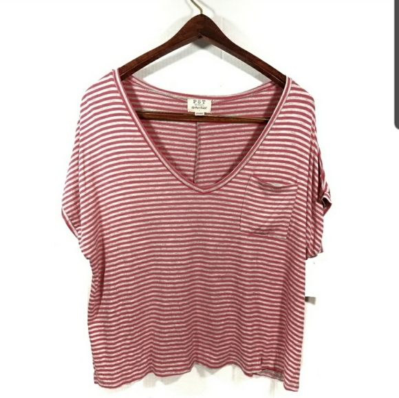 PST by Project Social T Striped V-neck Tee - Picture 2 of 6